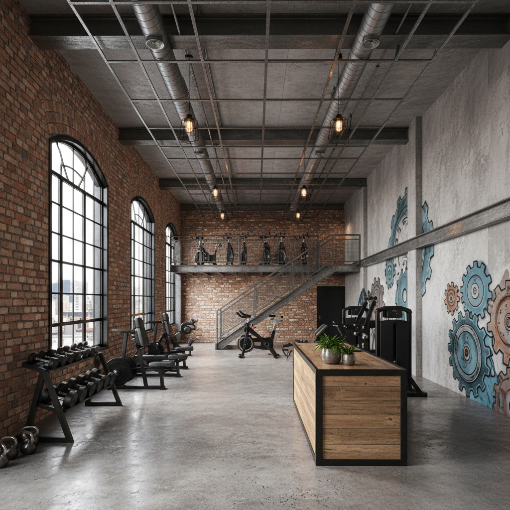 Key elements of industrial design in a gym