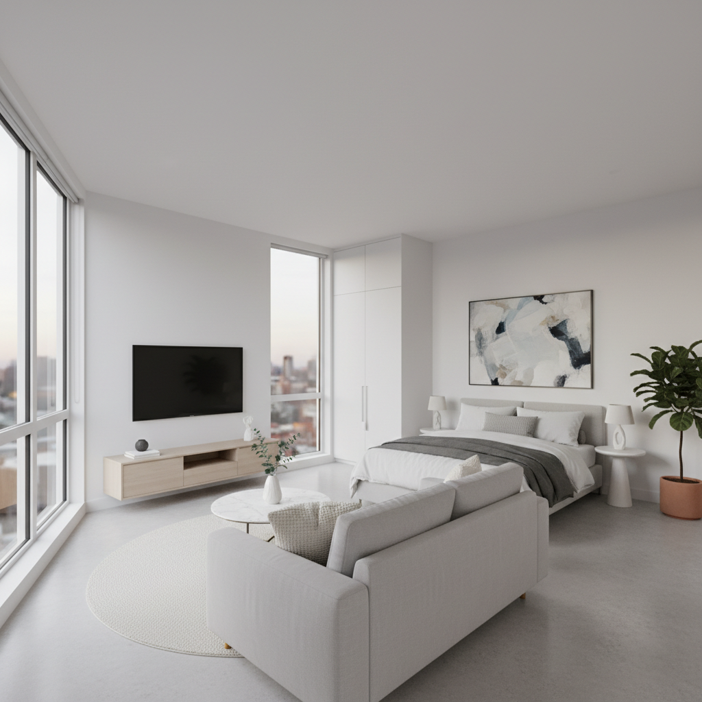 Minimalist studio virtual staging