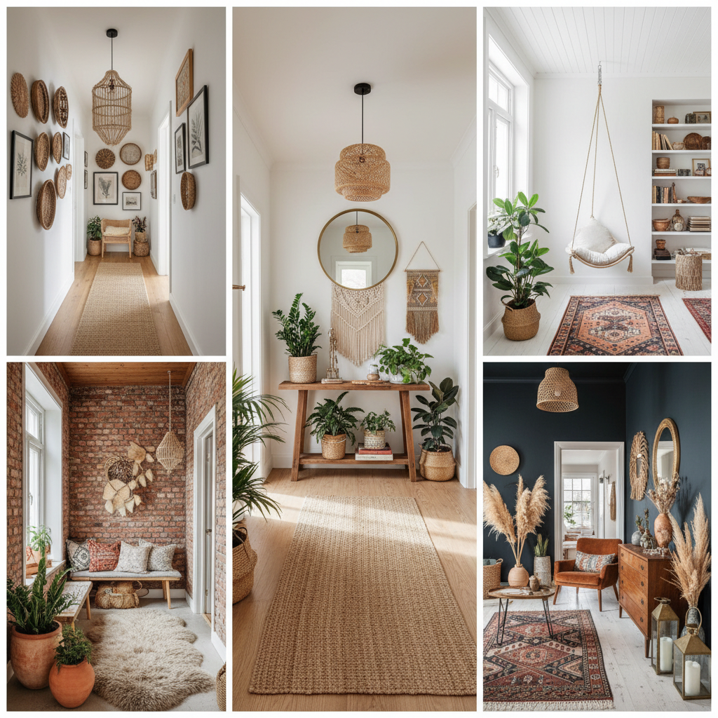Bohemian hallway inspiration collage