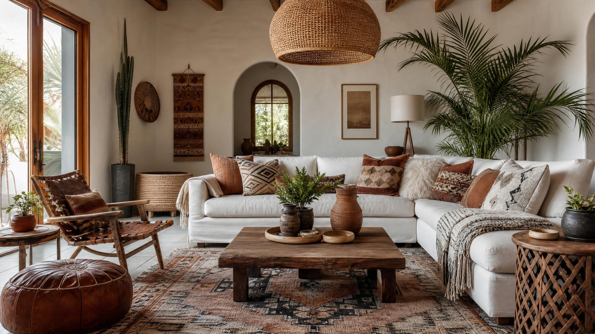 Bohemian accessories and decor for the living room