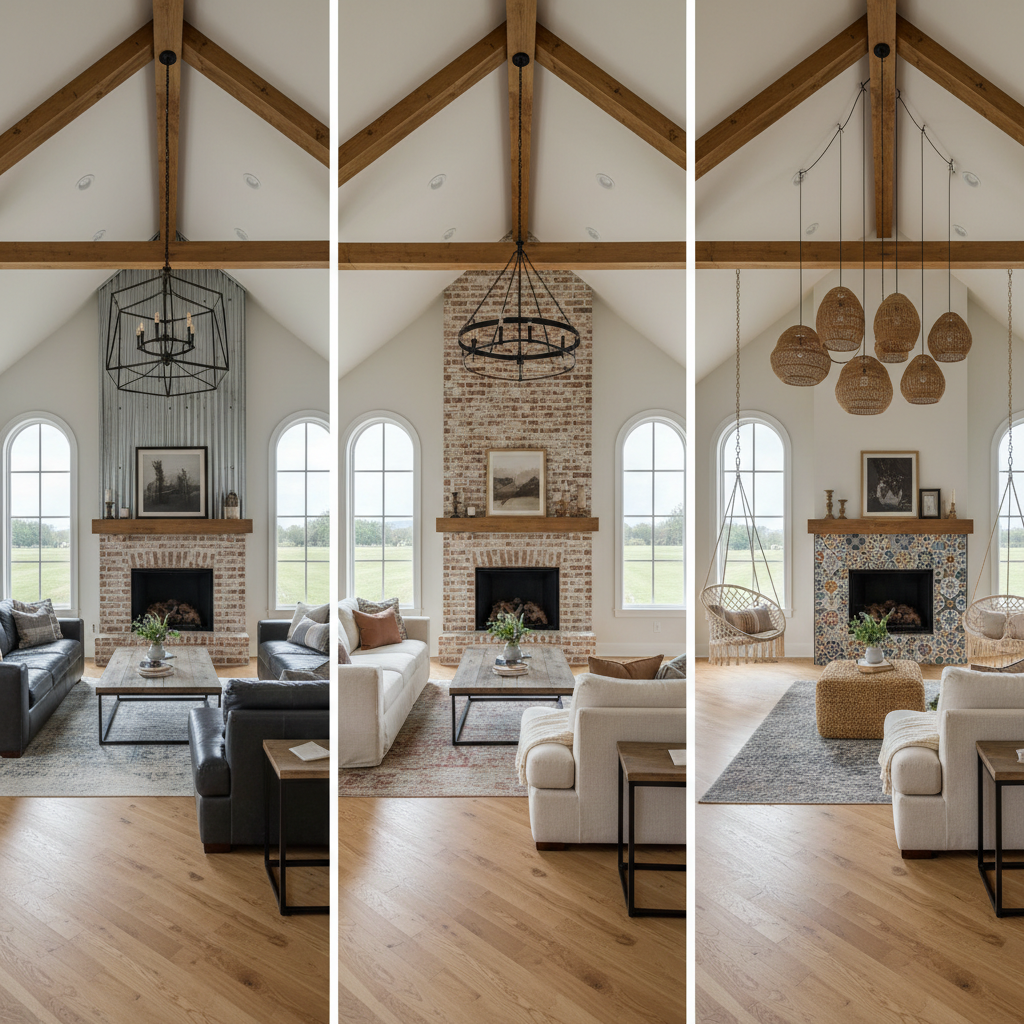 An example of an AI-generated design for a farmhouse loft showing customizable options.