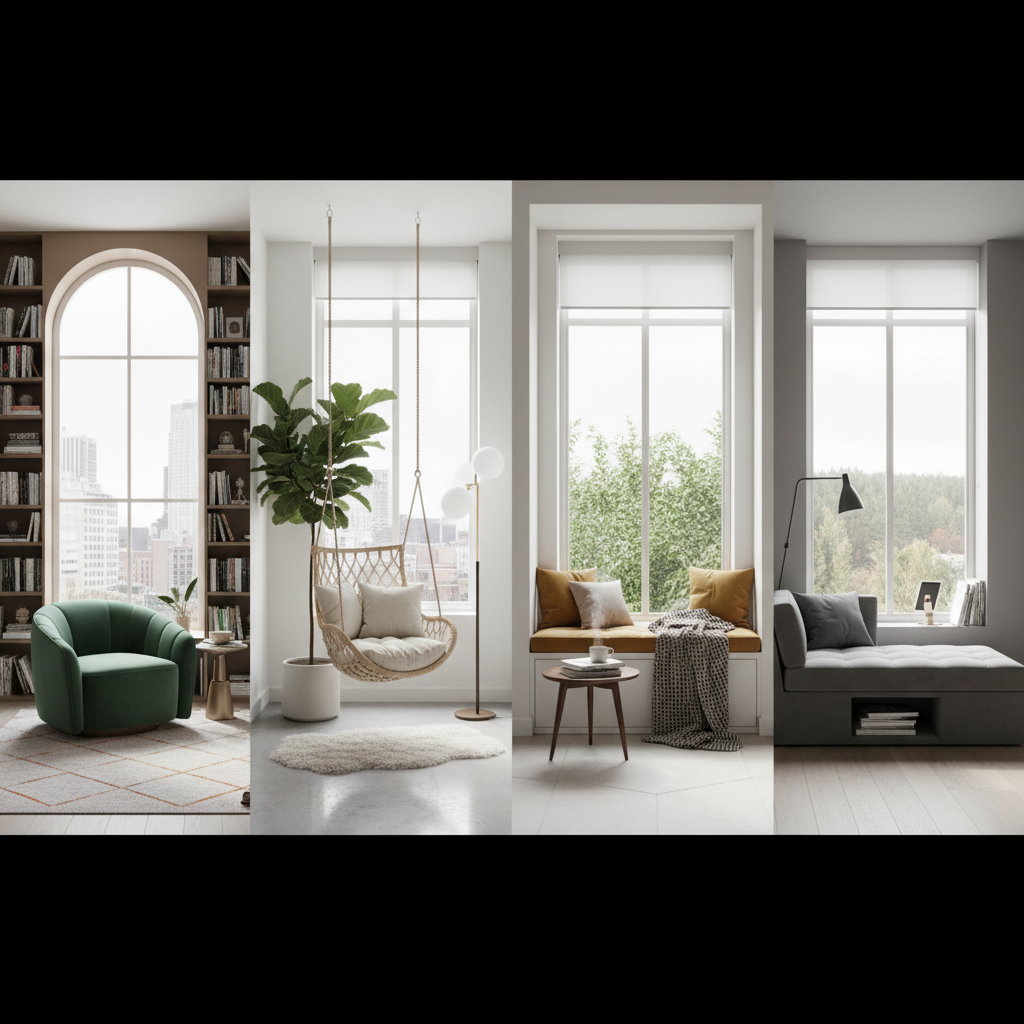 image showcasing AI-generated reading nook options