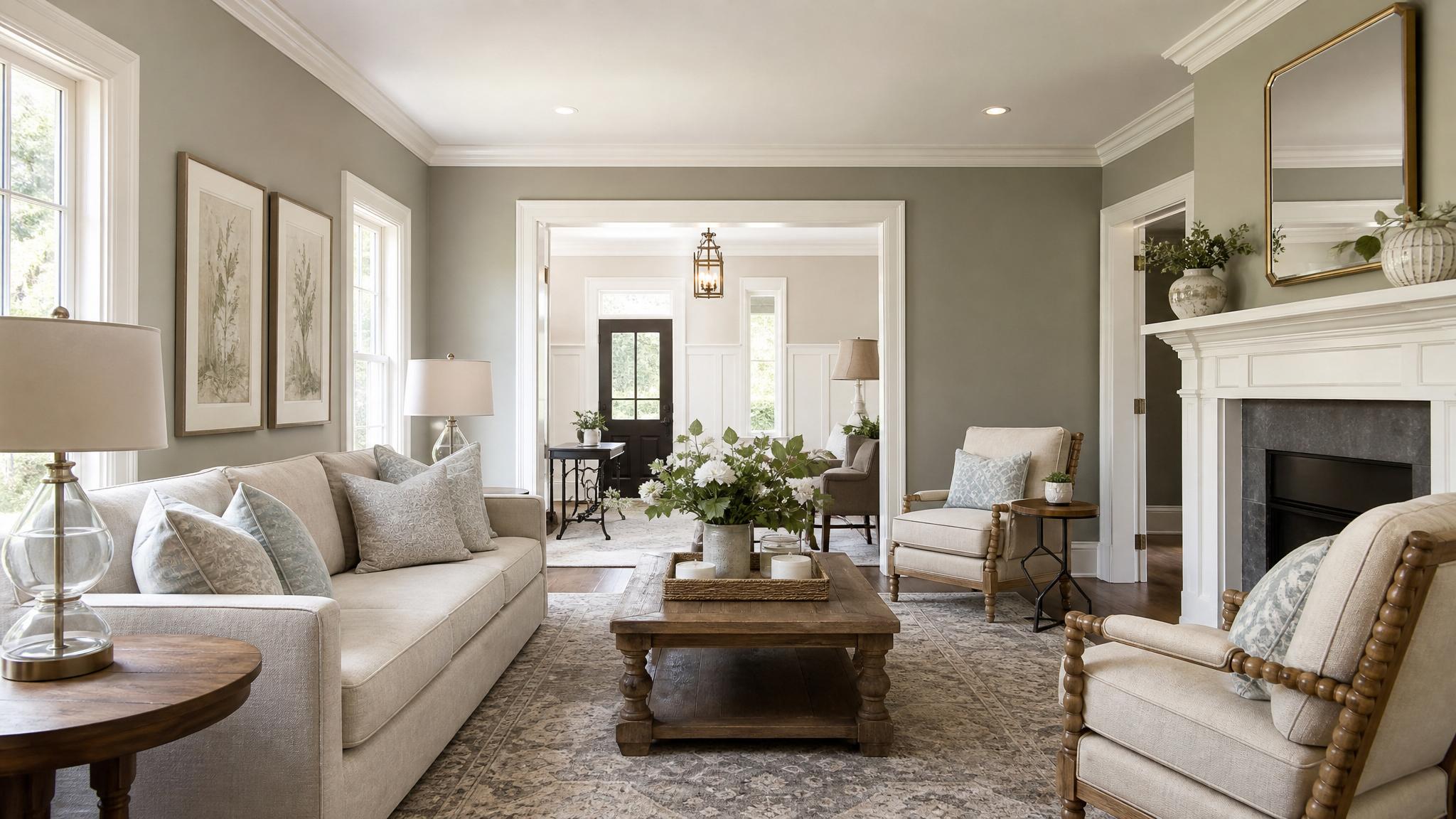 Example of living room using traditional paint combinations