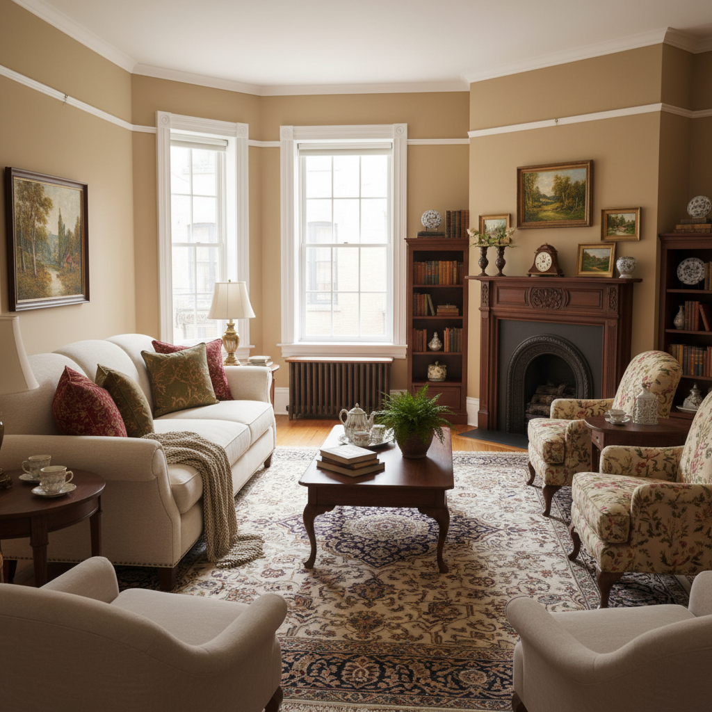 Image featuring traditional cozy virtual staging in a row house