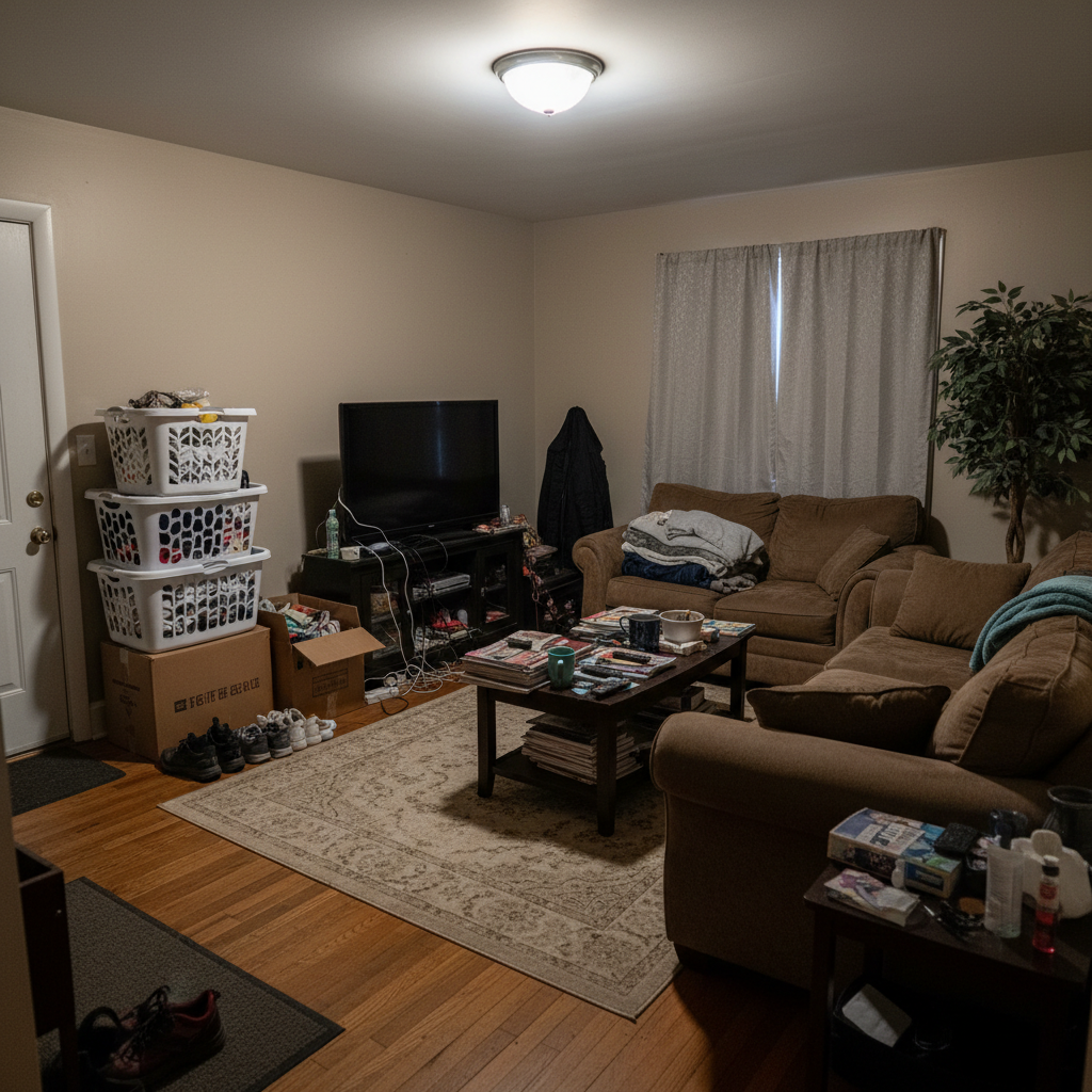 Before and after staging of a small living room