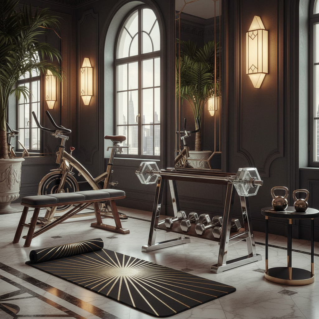 Image of luxurious art deco furniture items suitable for a gym setting.