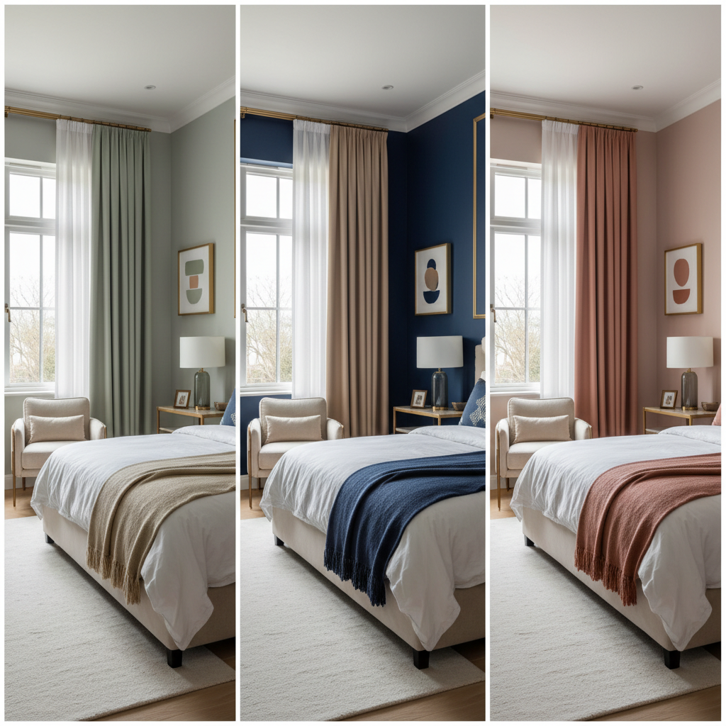 Image showing color palette options for a quiet luxury guest bedroom