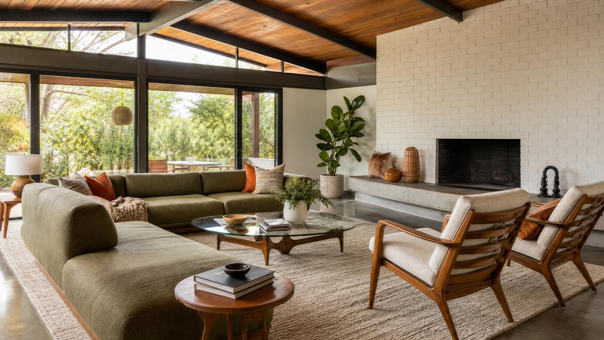A stylish color palette showcasing mid-century modern design hues.