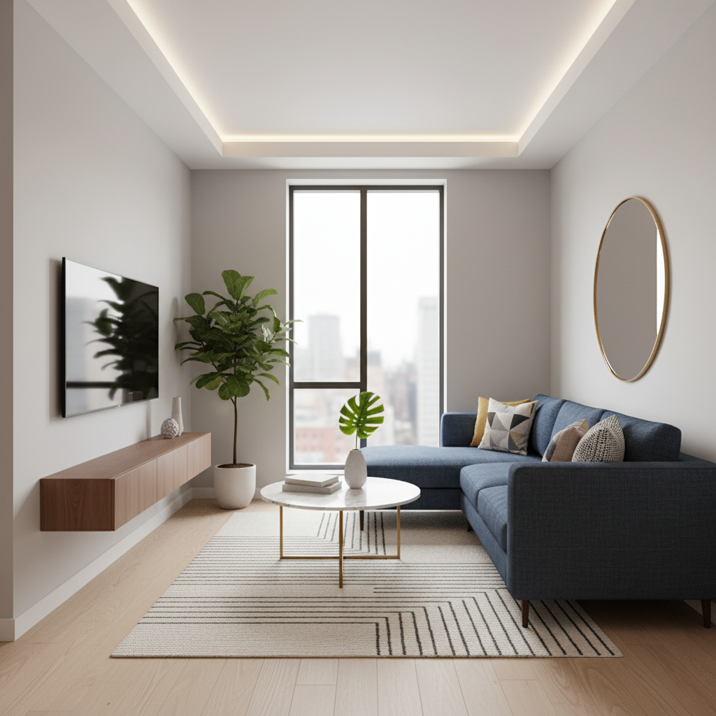 Placeholder for a modern small living room designed with AI.