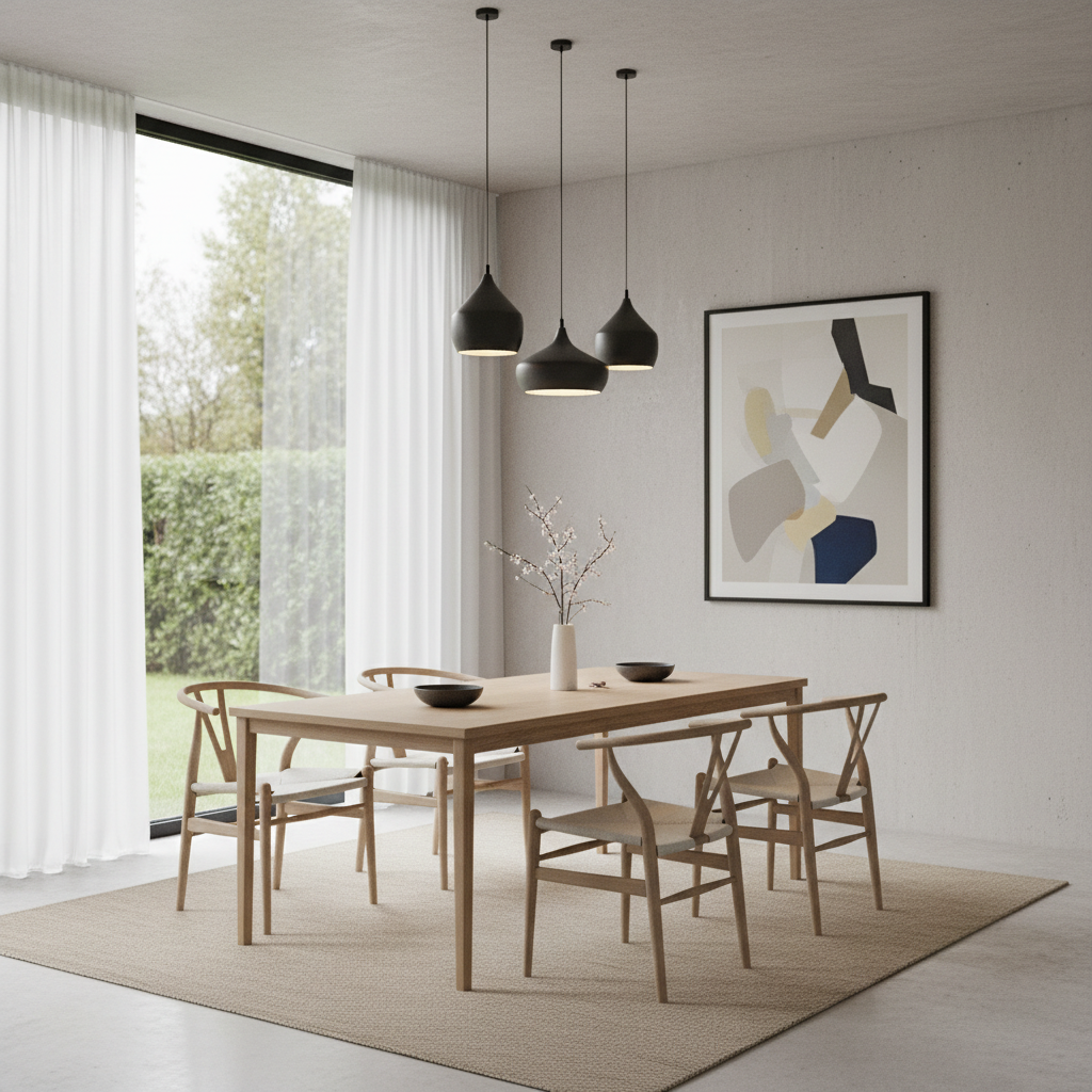 Image of a minimalist dining room design