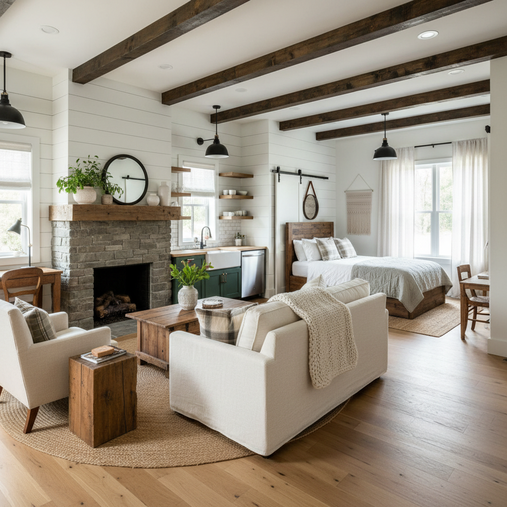 Image of a modern farmhouse studio interior