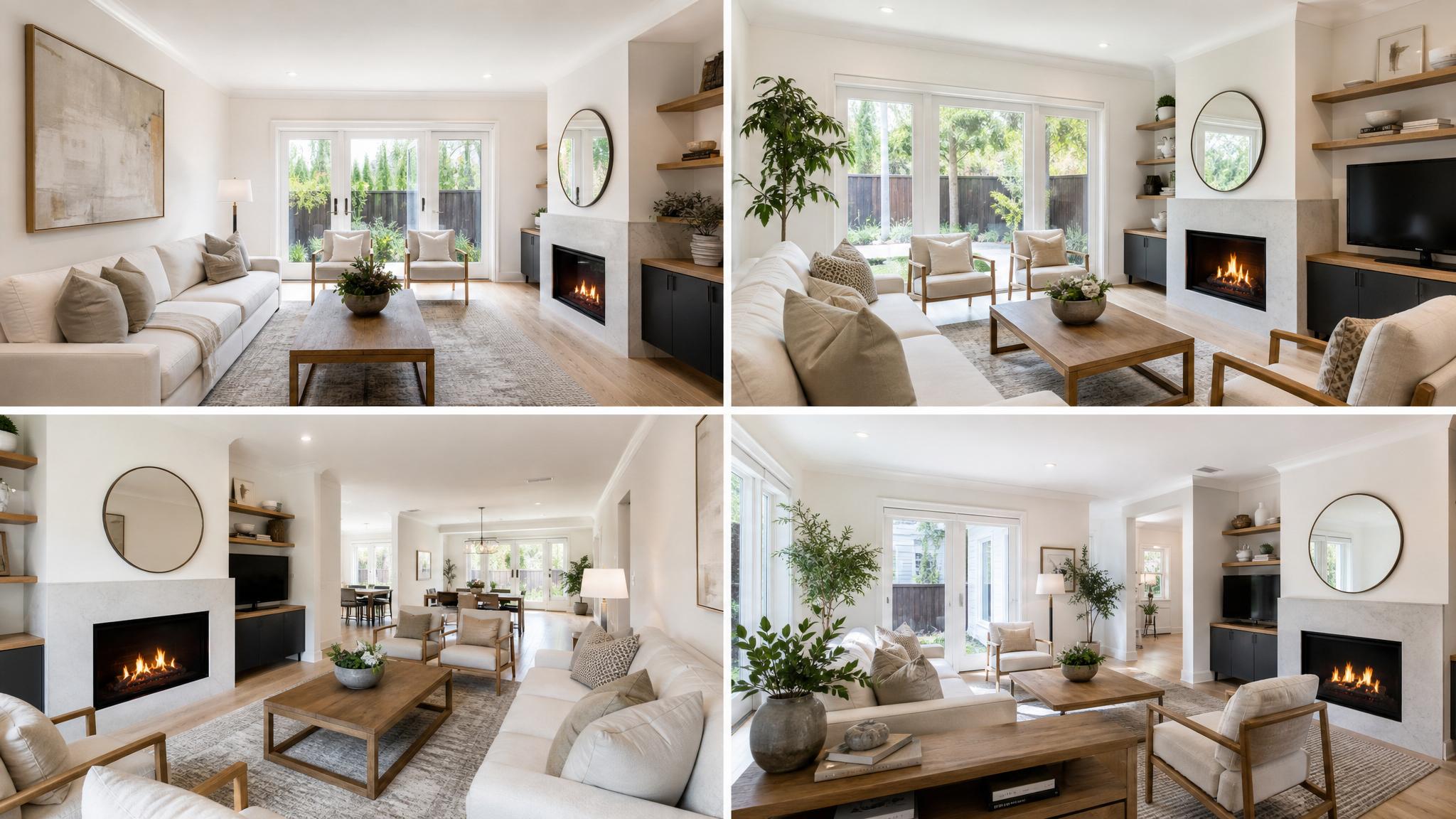 Different angles of the same living room
