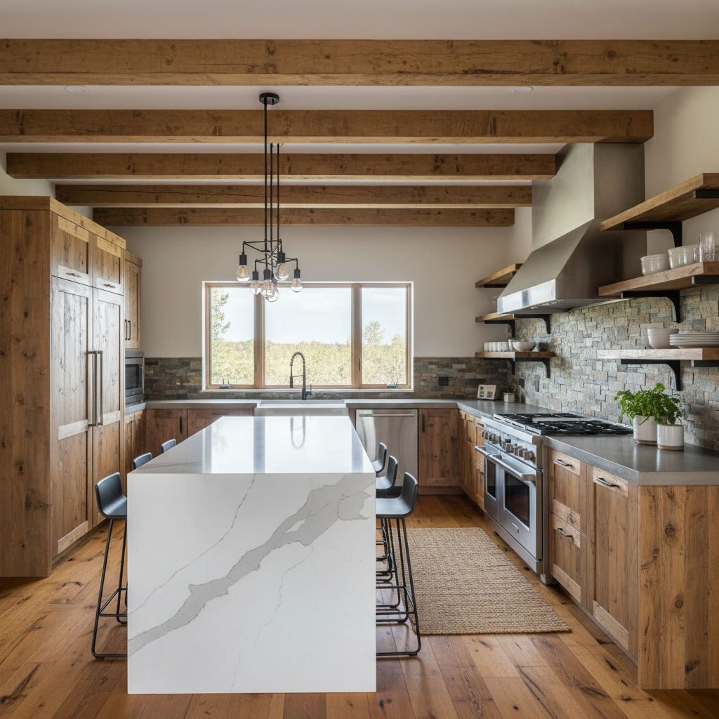 AI-generated rustic kitchen design with modern touches