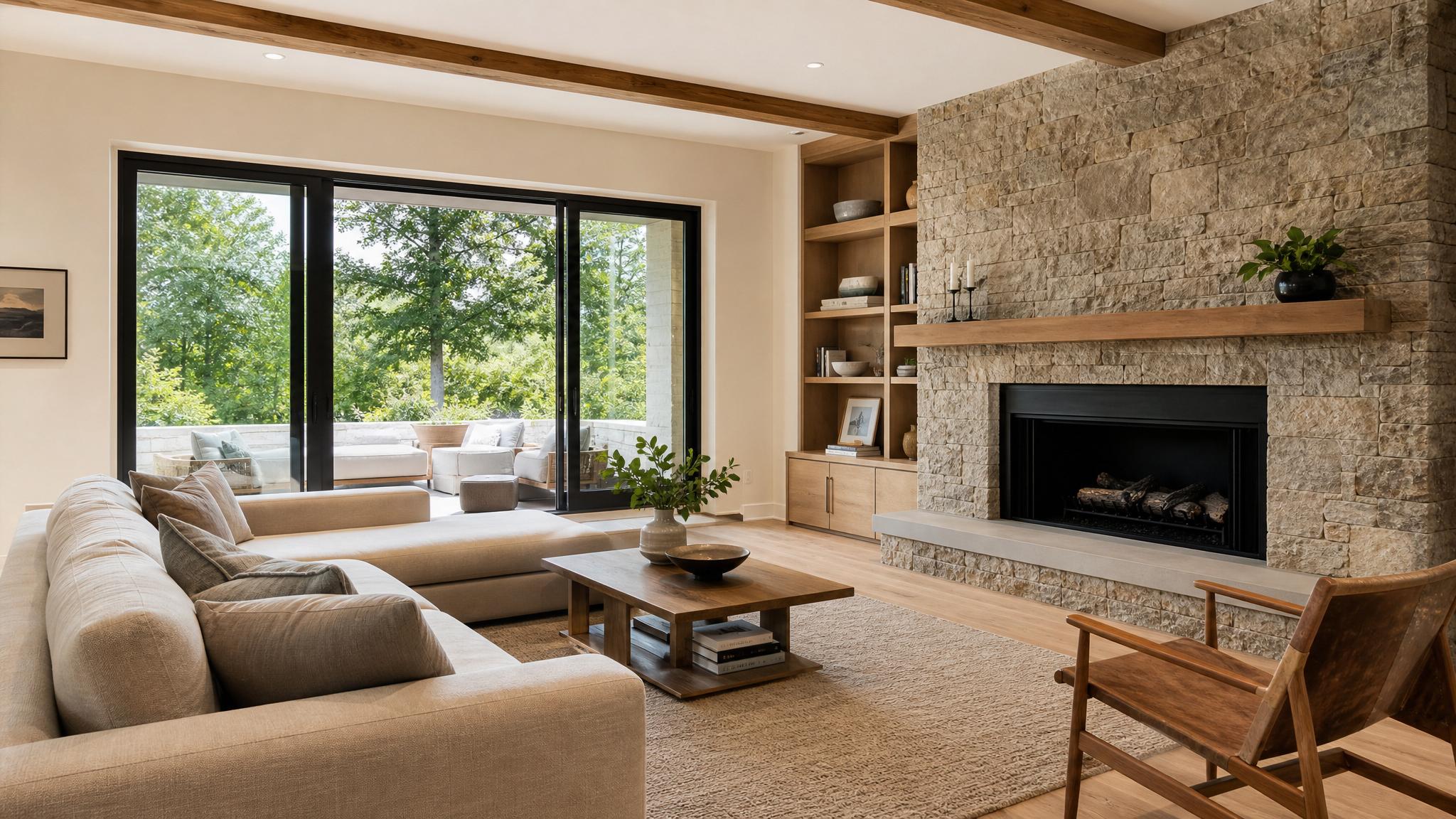 Image of a modern, well-staged living room.