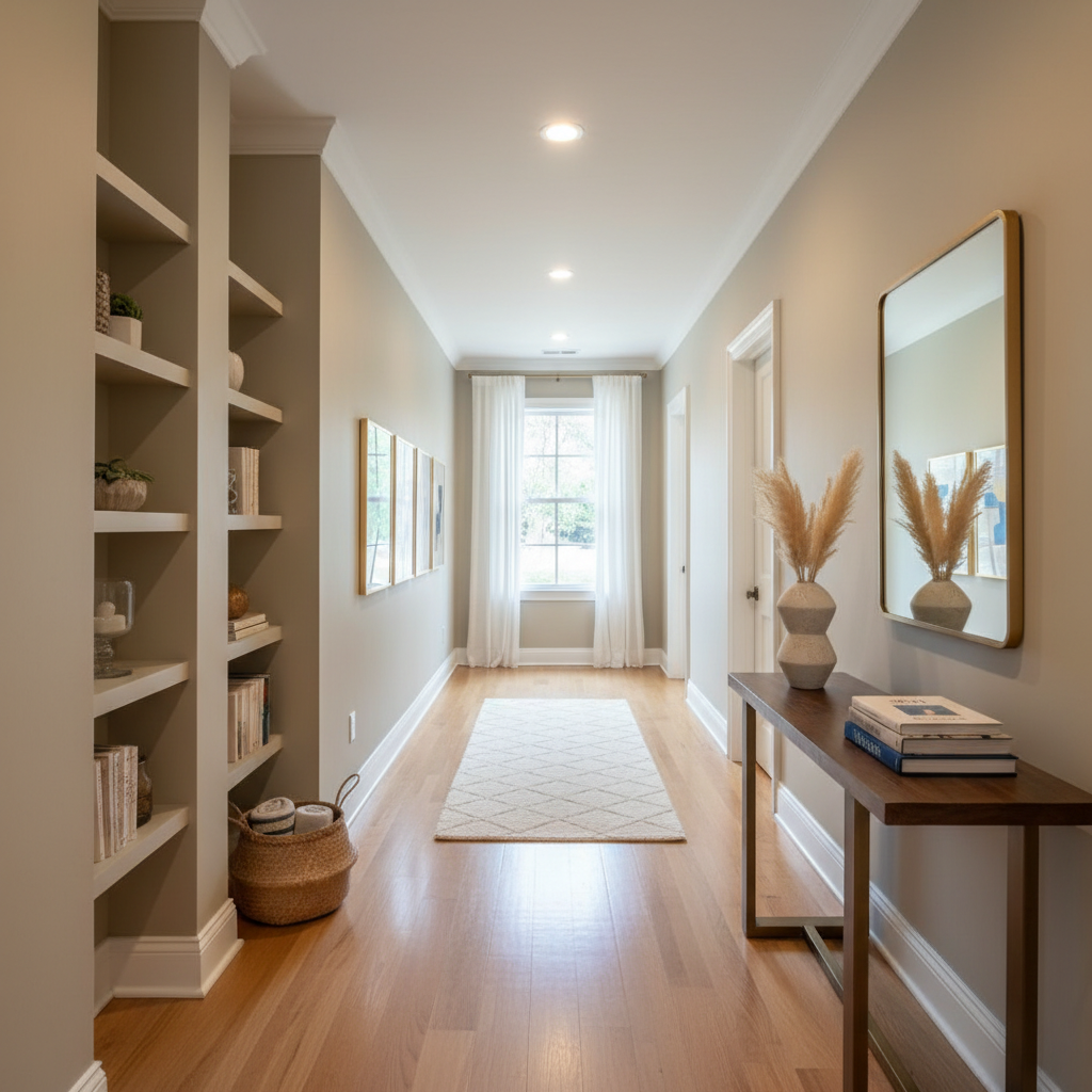 A well-maintained hallway with decor