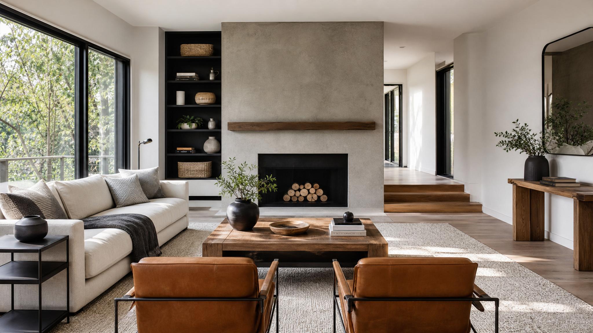 A beautifully staged contemporary living room showcasing minimalistic design