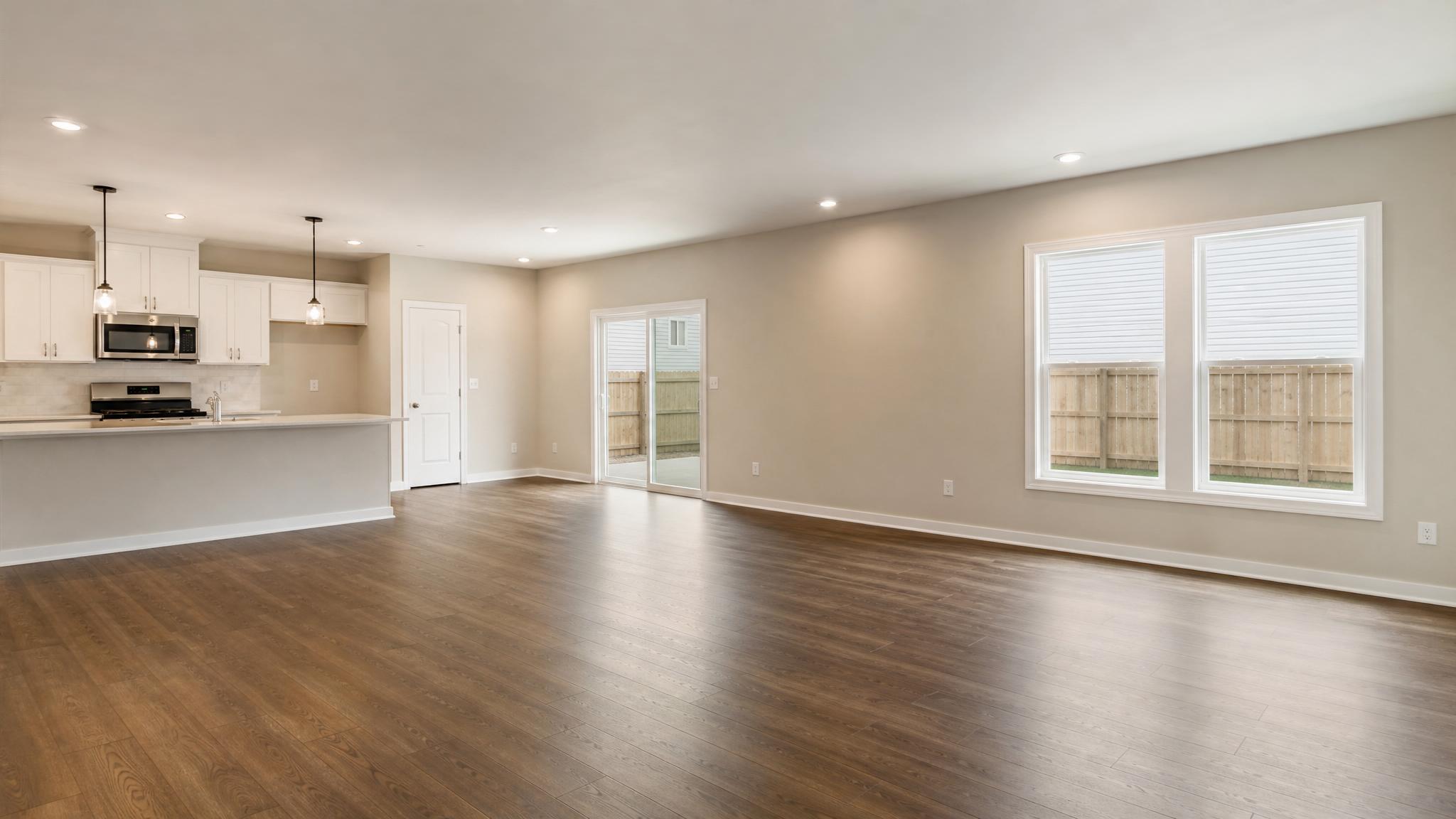 Before image of a bland open-plan living room