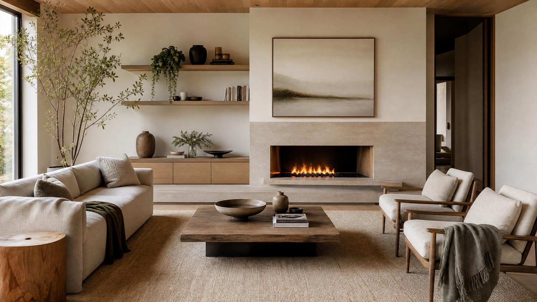 A color palette showing serene colors suitable for zen living room designs.
