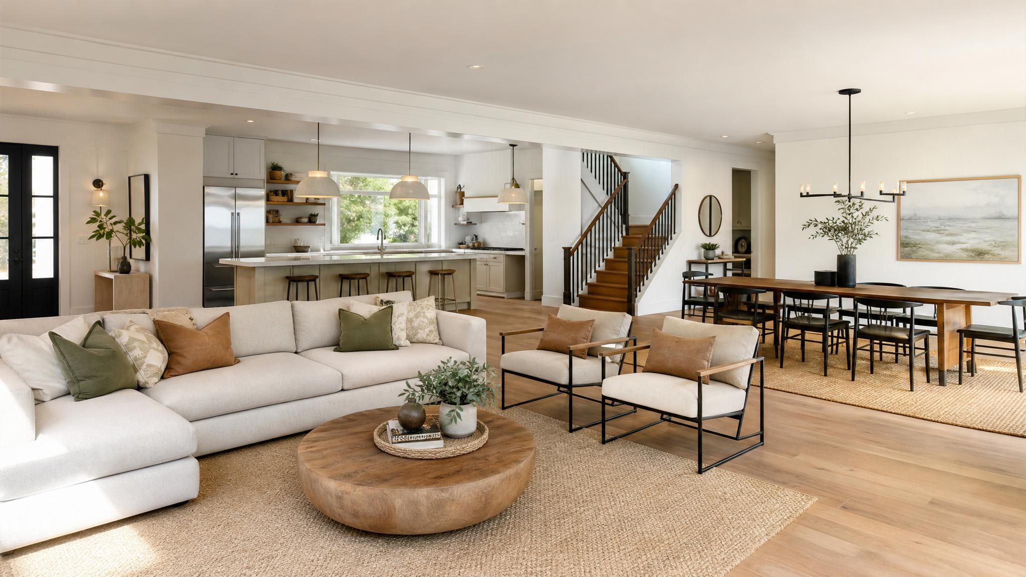 Diagram of an ideal furniture layout in an open-plan living space.