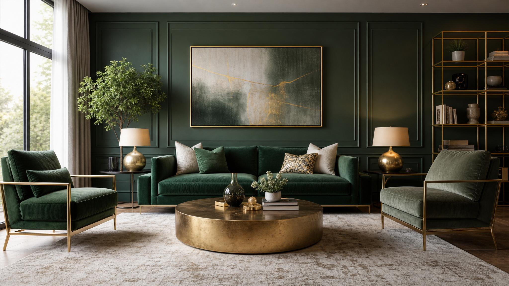 Emerald green and gold decor