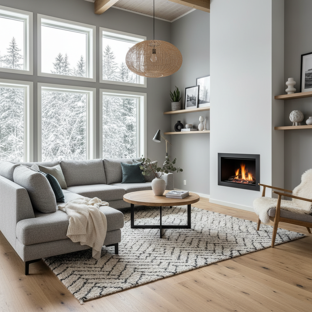 Example visualization of AI-generated Nordic living room layout.