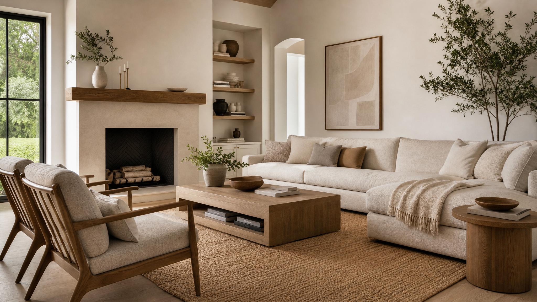An example of a neutral palette combination in a modern living room