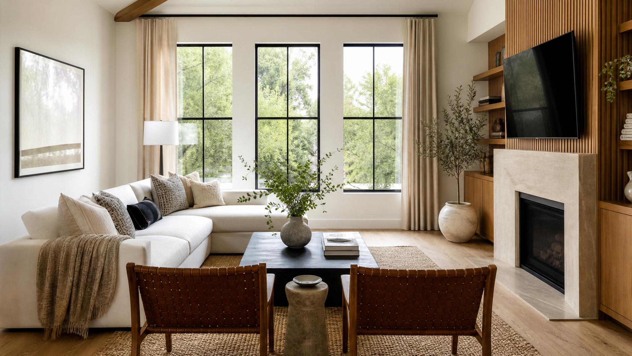 After image of a beautifully staged contemporary living room.