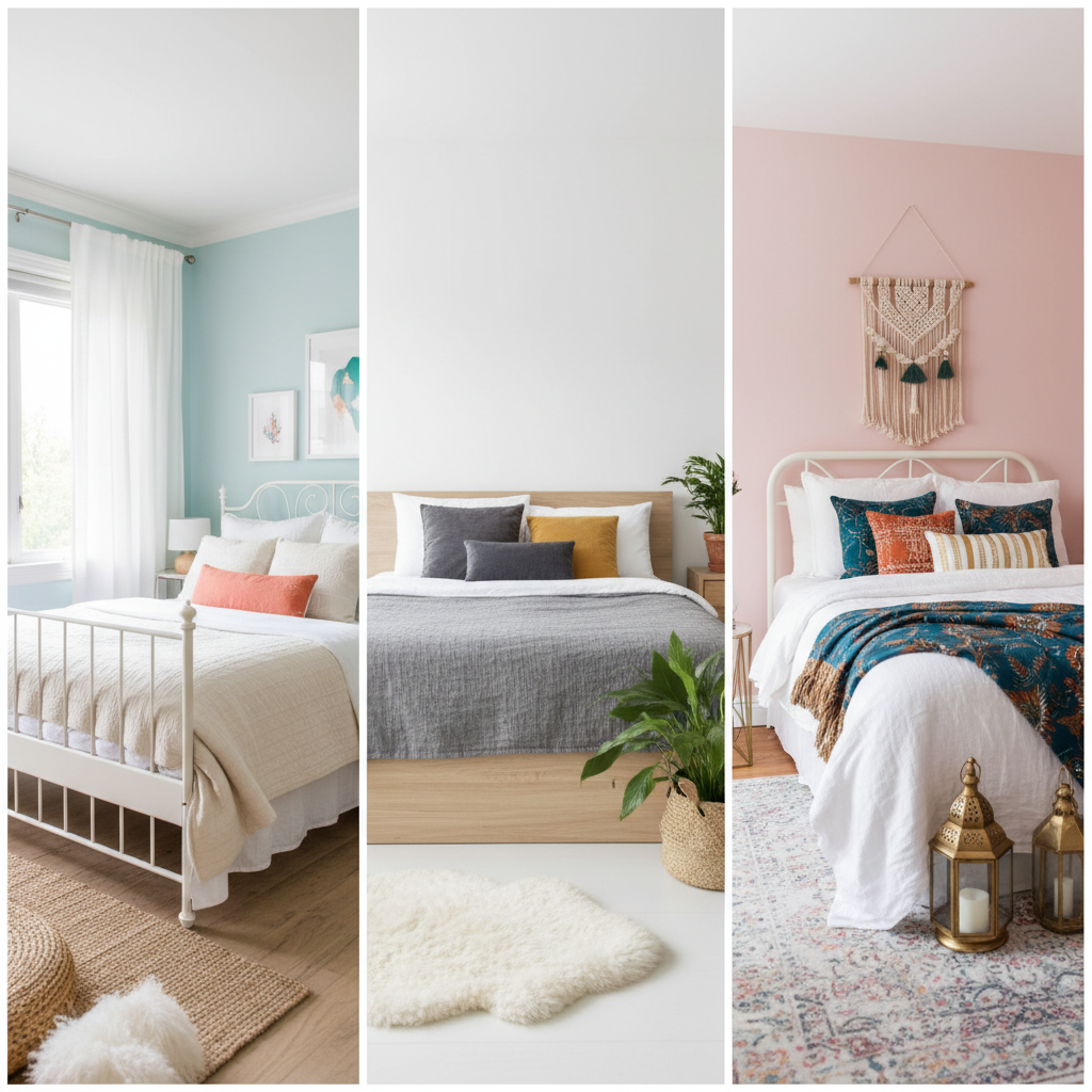 Color palette examples for a bright guest bedroom