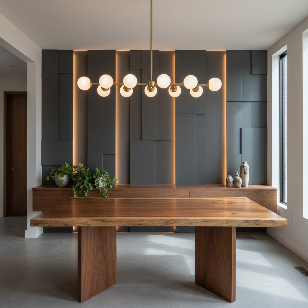 Close-up shot of unique dining room features