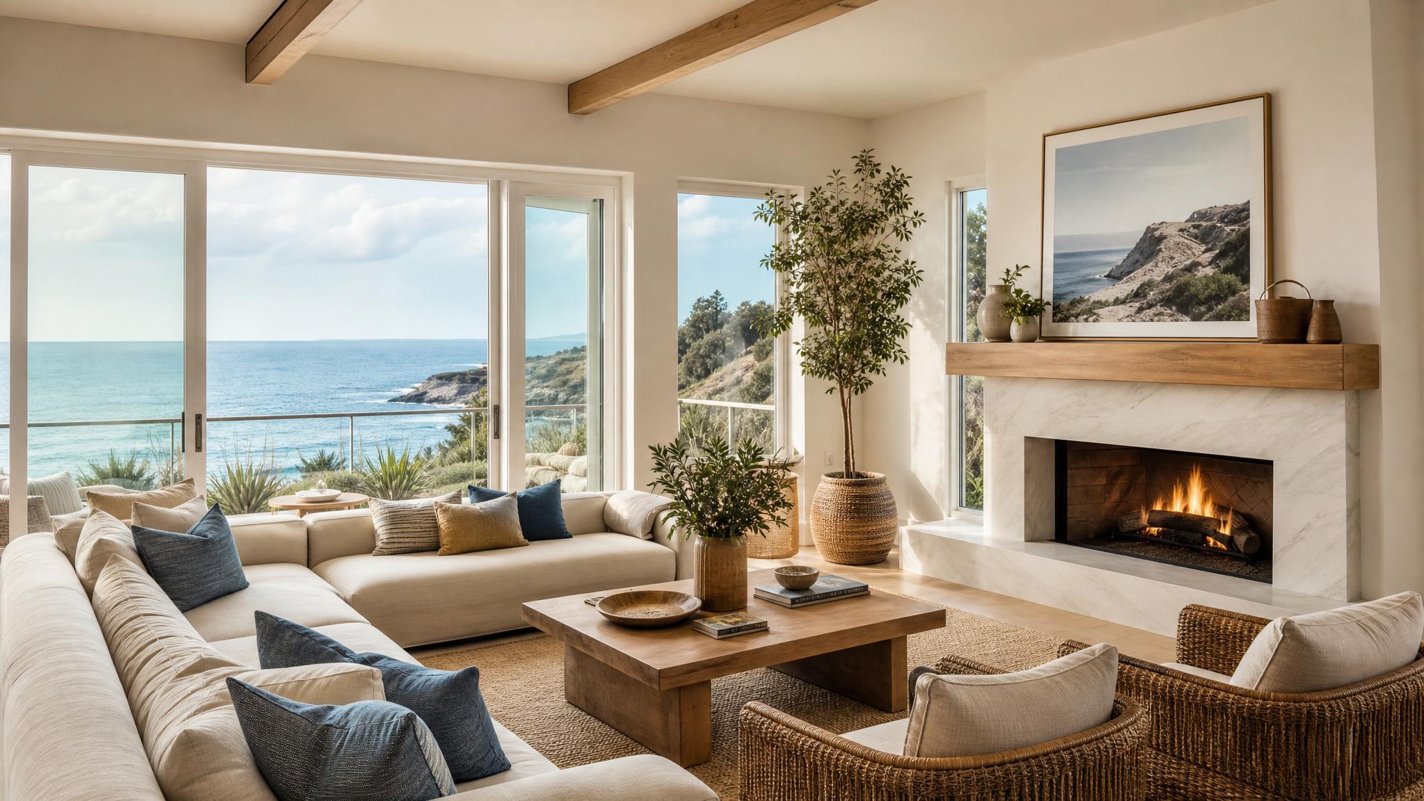 California coastal living room with natural light