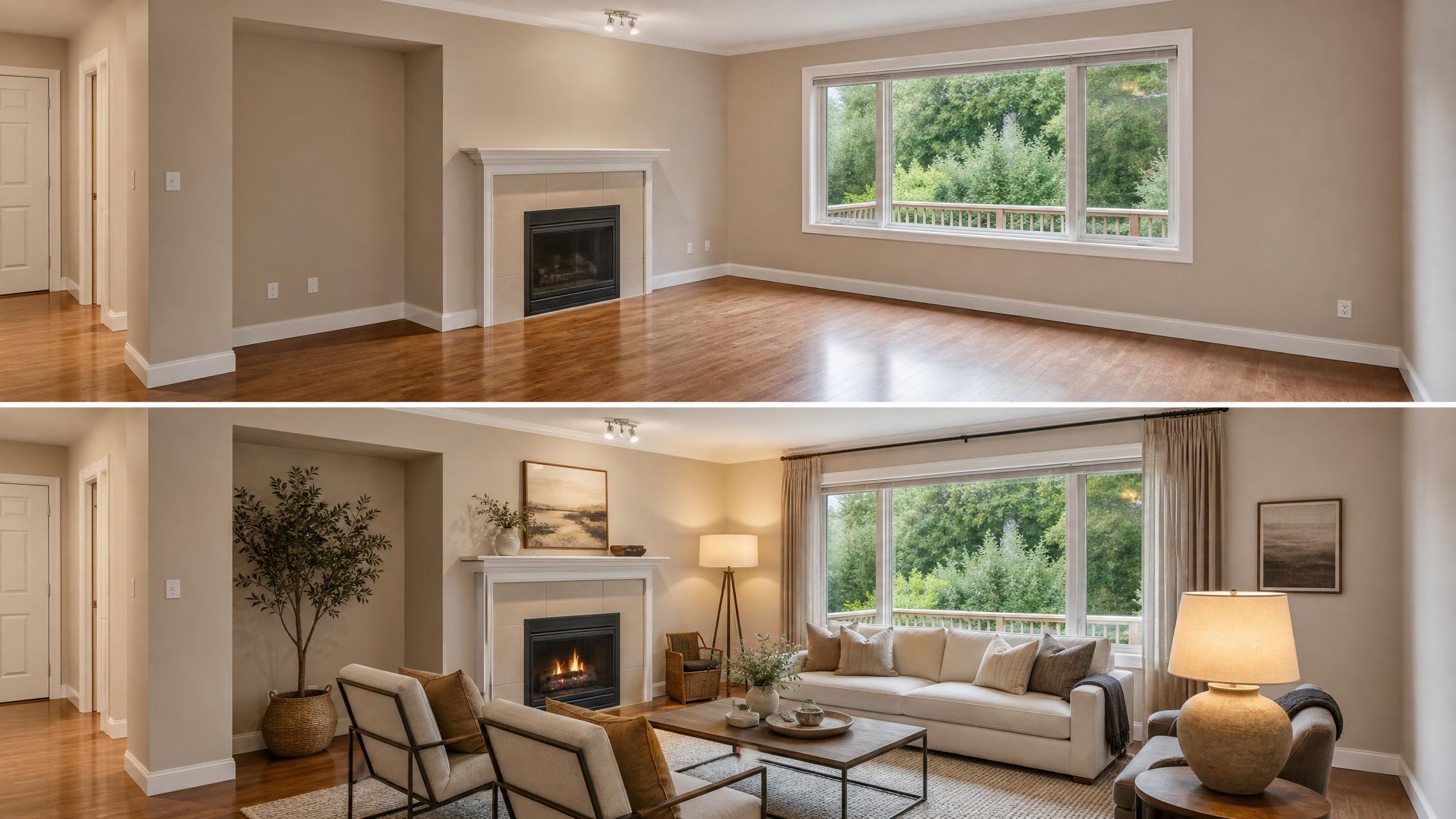 A before-and-after staging transformation