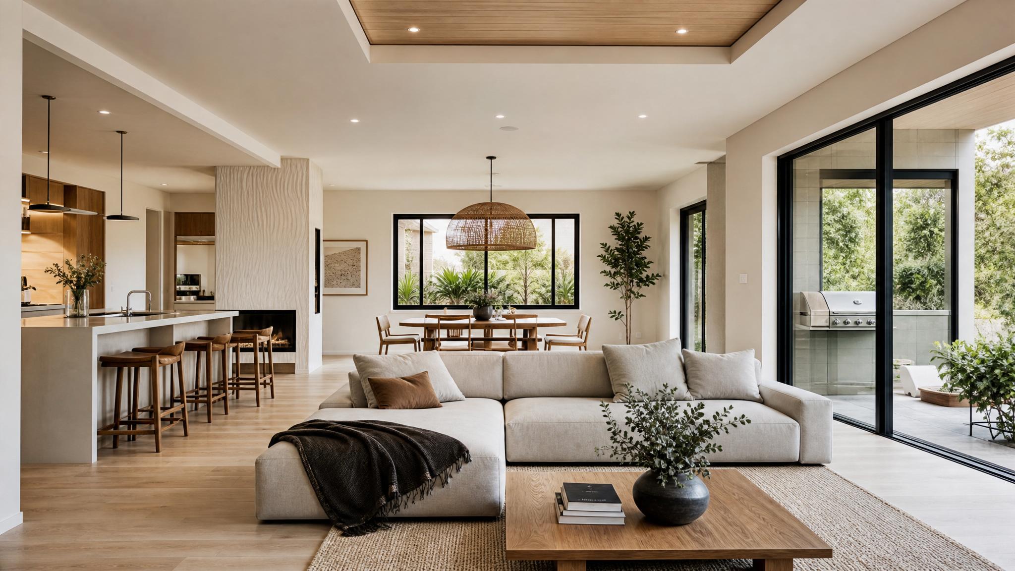 Image showcasing a minimalist open-plan living room design