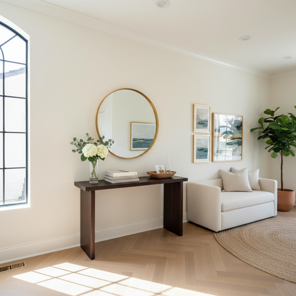 A beautifully staged entryway showcasing a bright and inviting space.
