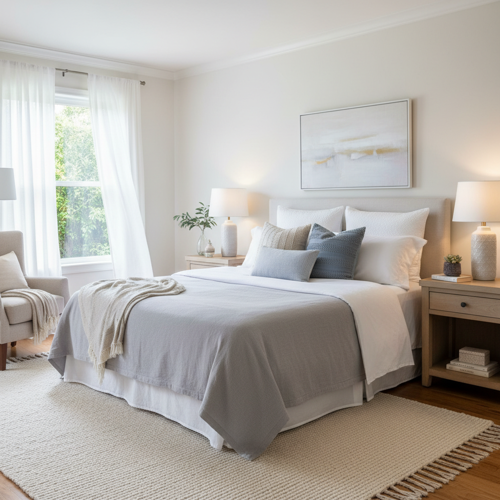 Example of a well-staged guest bedroom with natural light