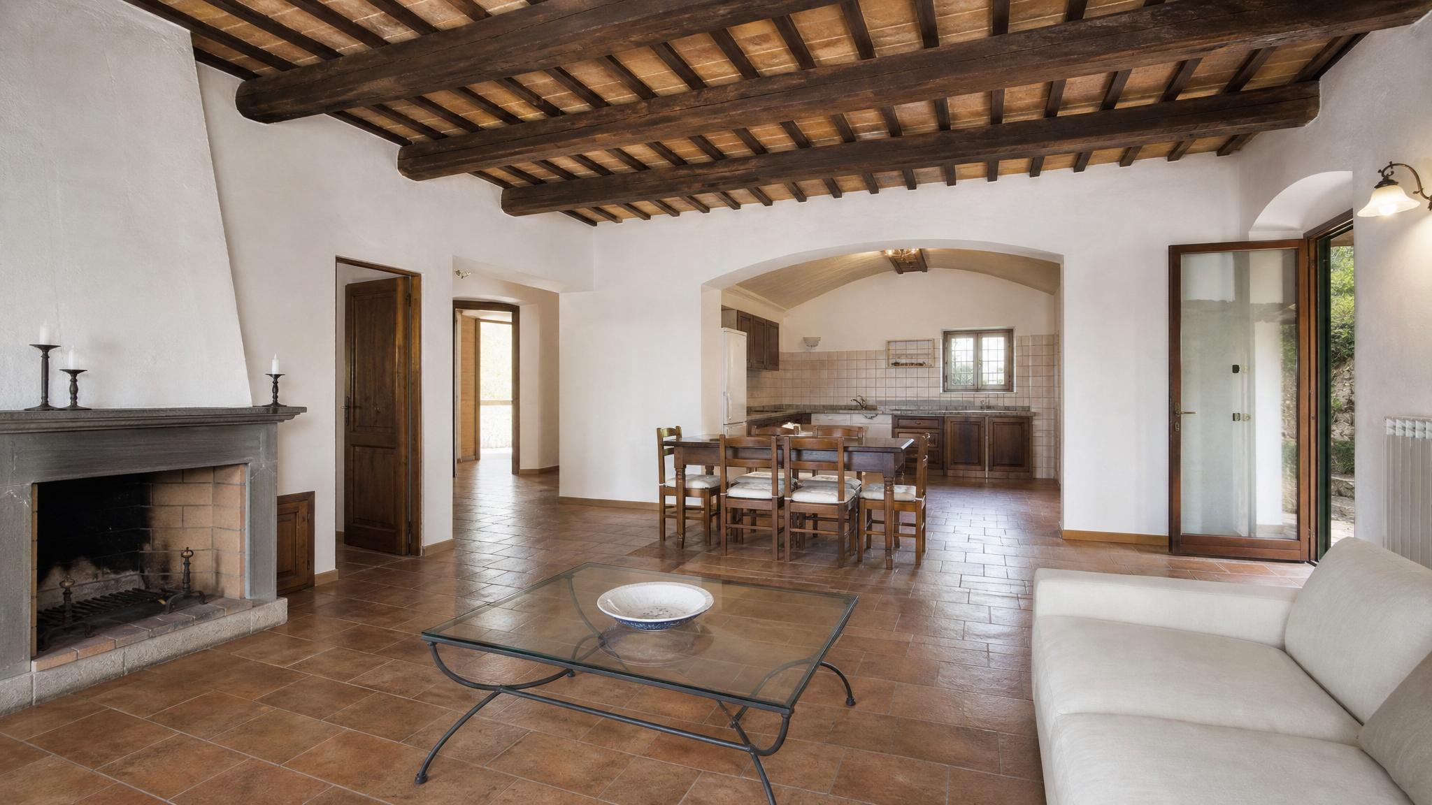 Before image of the original Italian open-plan living room