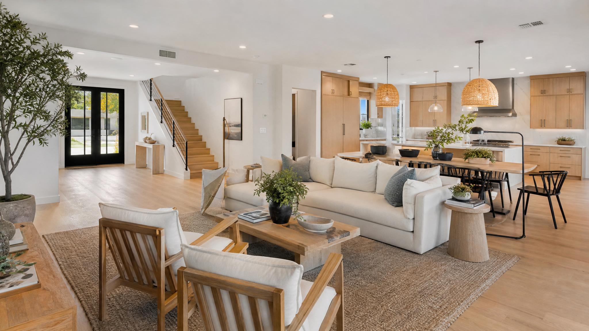 Example of an open-plan living room with a cozy layout