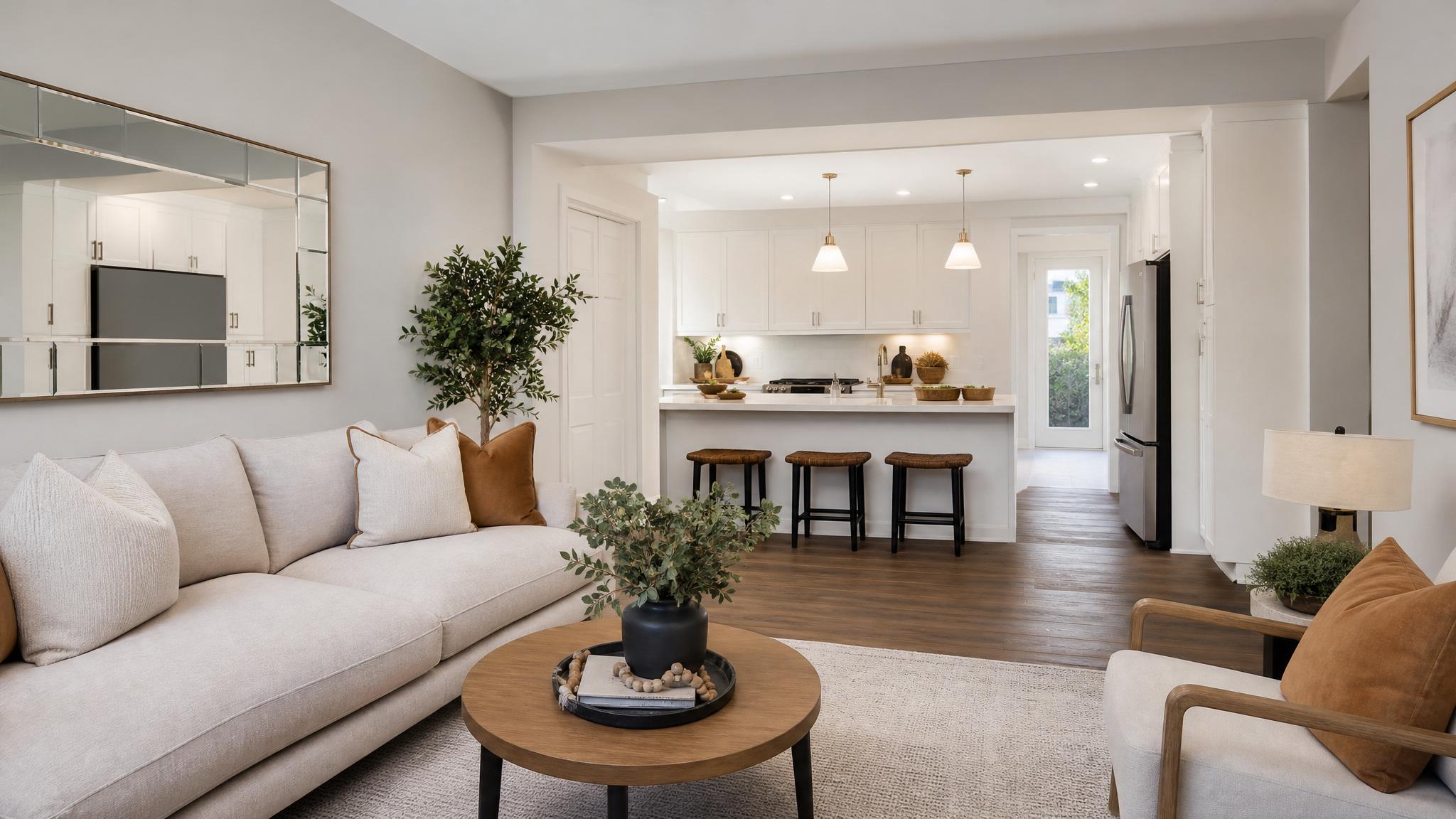 Image of a small living room with an open layout