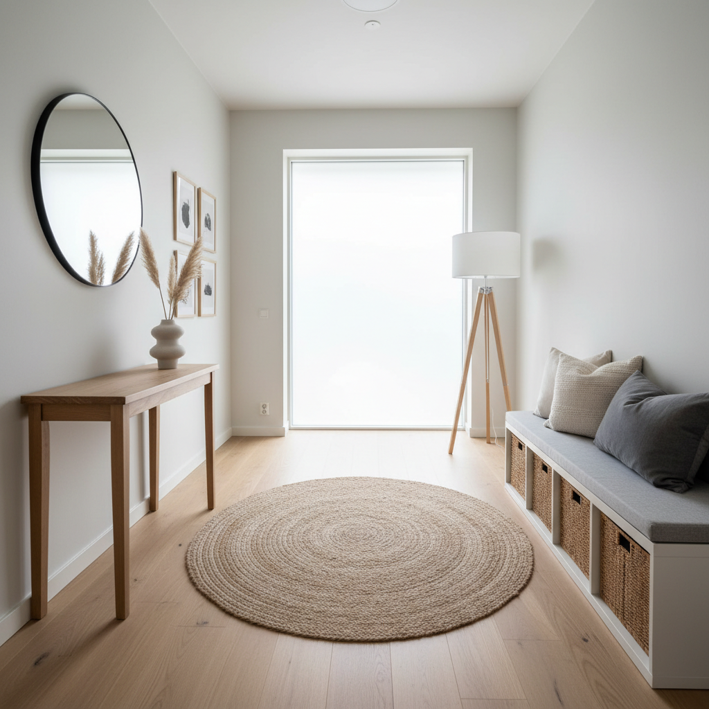 Scandinavian hallway with minimalist decor