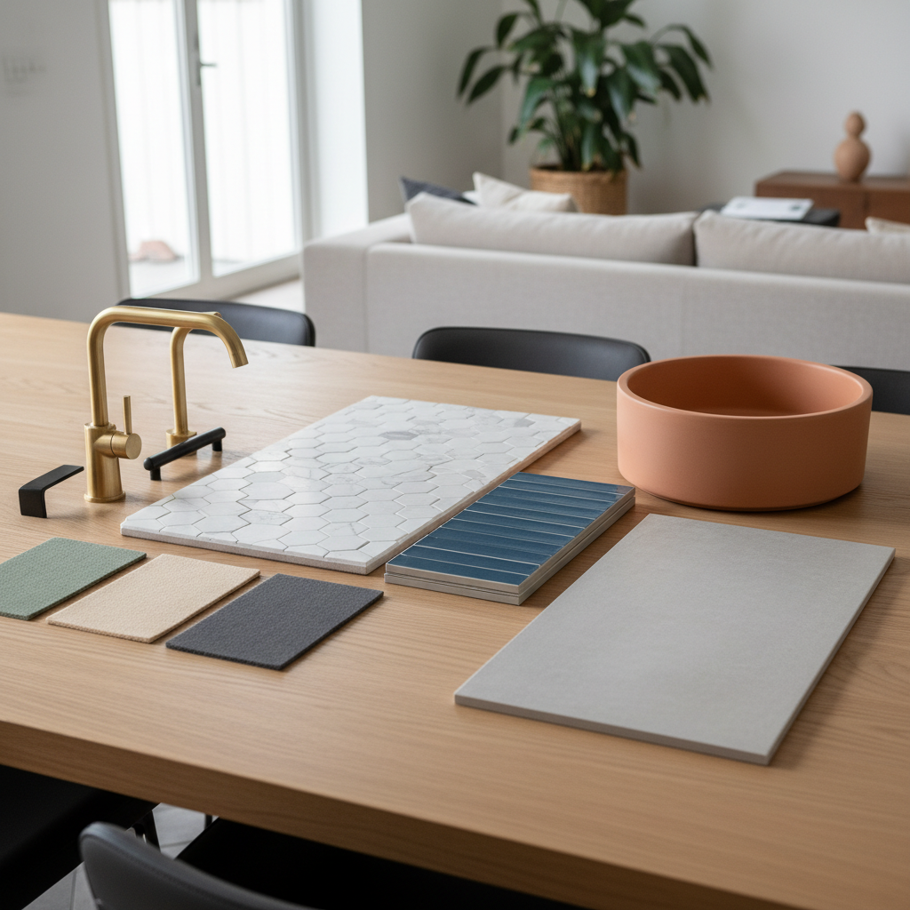 Image showing a color palette, fixtures, and tile work examples