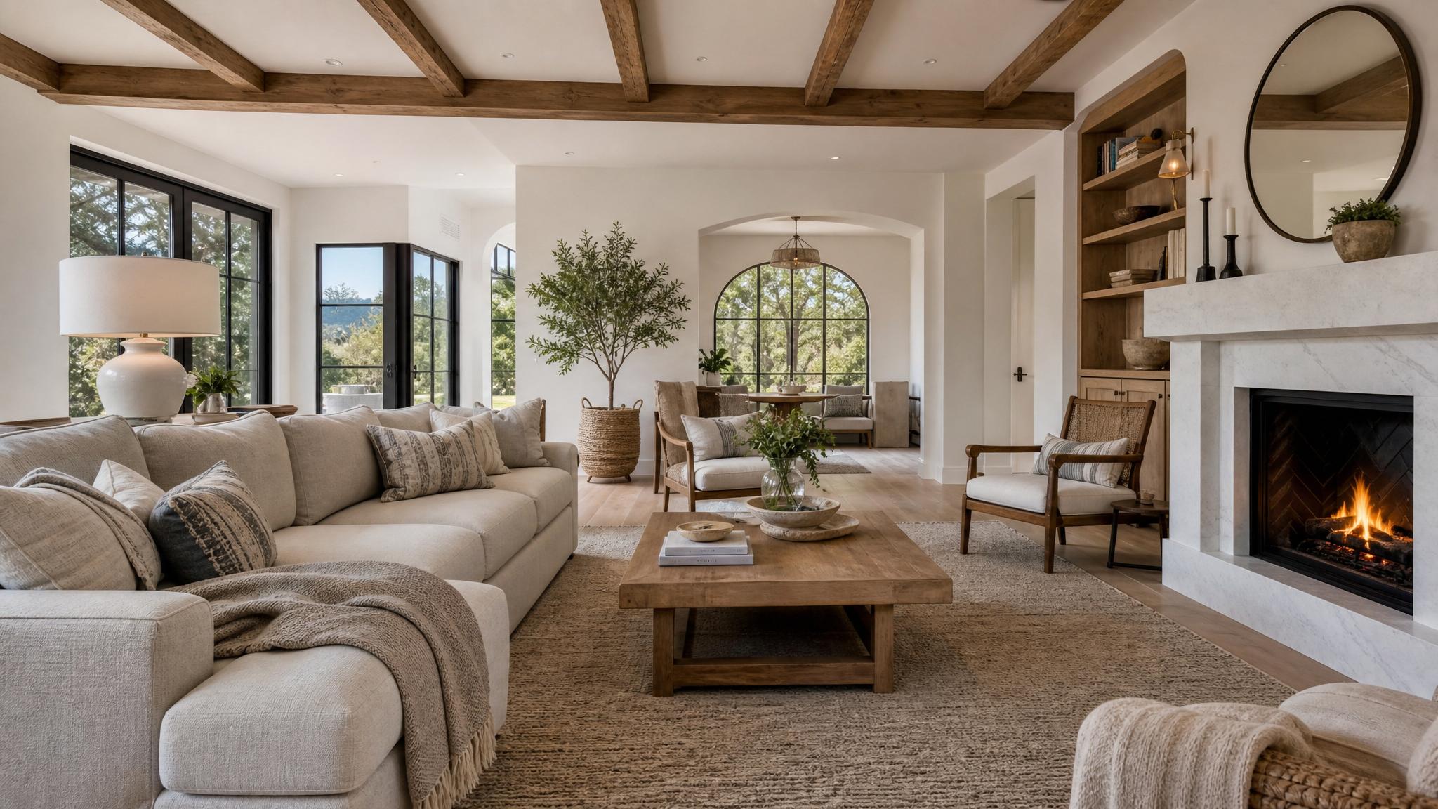 Elegant living room featuring textured fabrics
