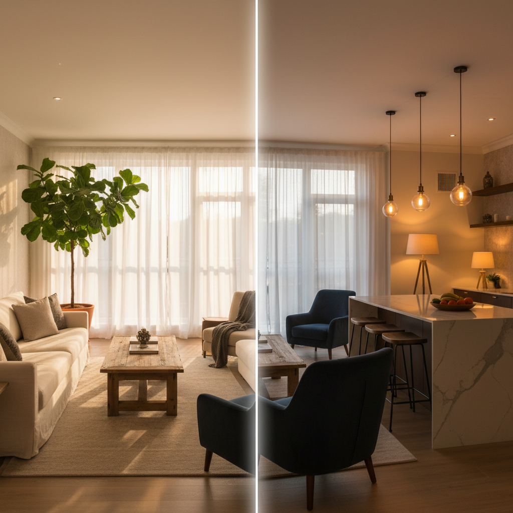 Comparison between natural light and artificial light in photography