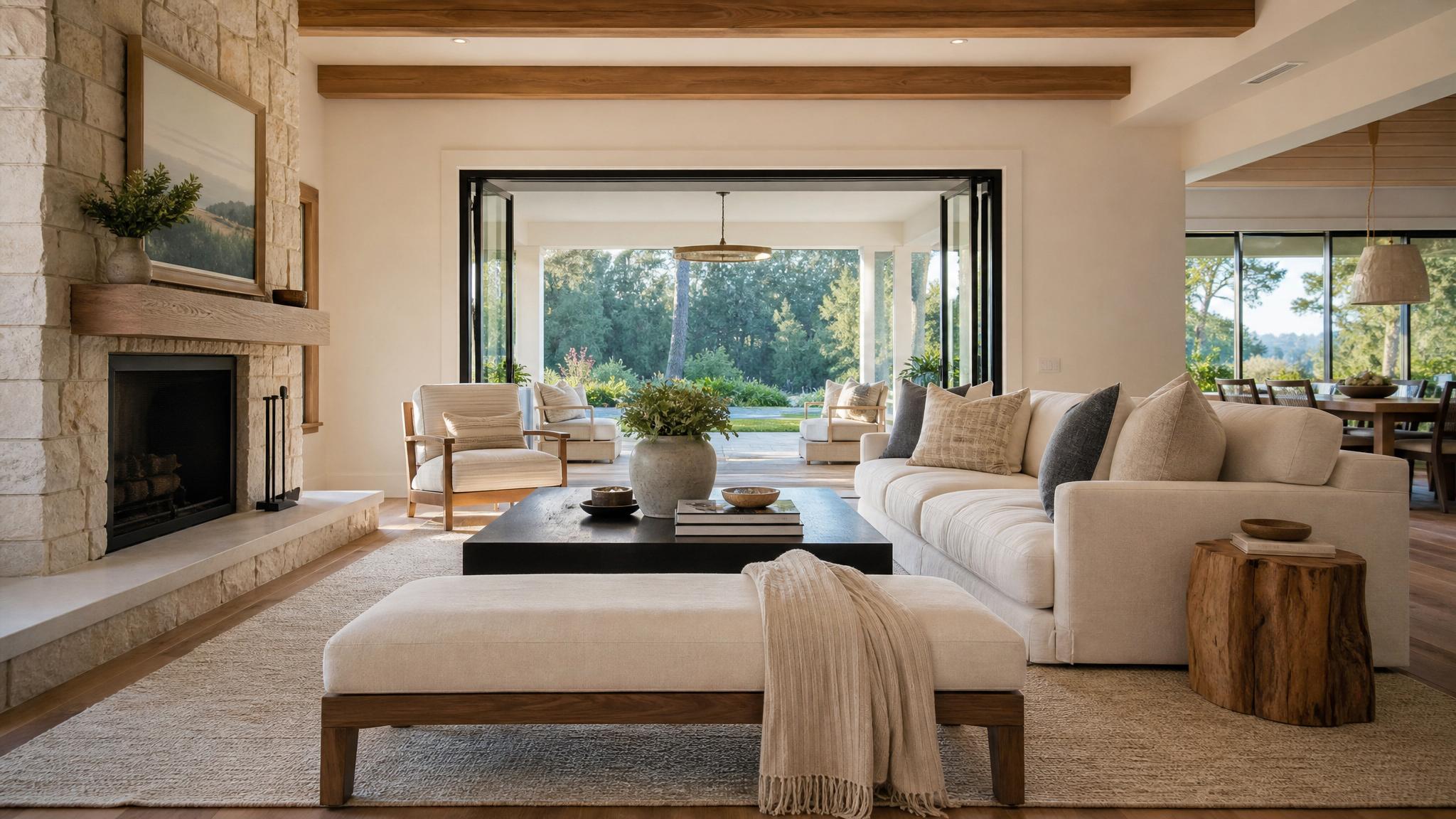 Staged living room showcasing a well-decorated space