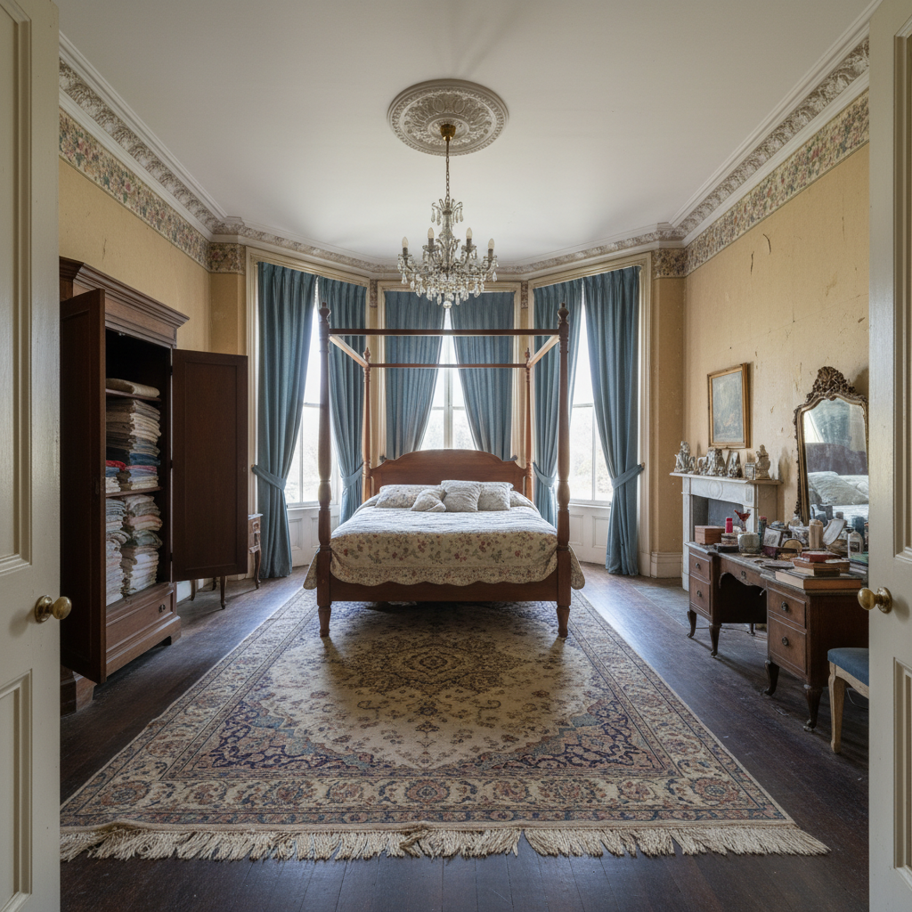 Before transformation of a master bedroom in a luxury home.