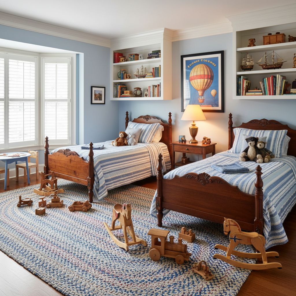 Image of a traditional kids bedroom layout 1
