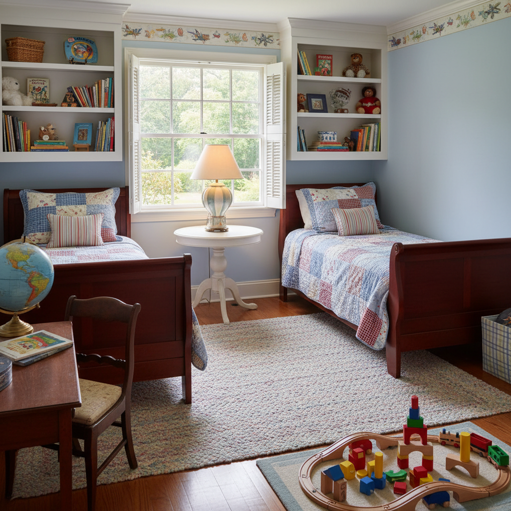 Image of a traditional kids bedroom layout 2