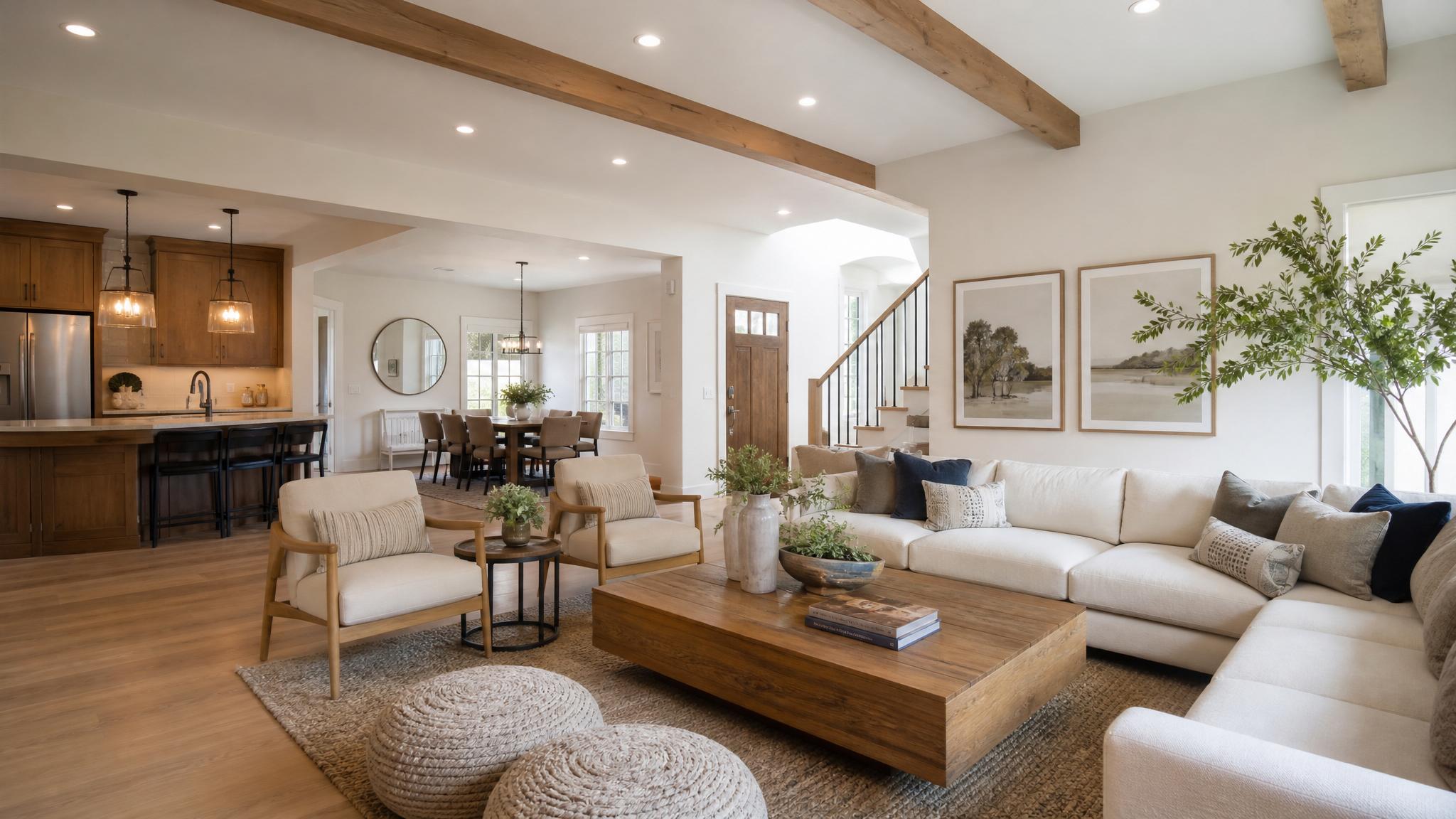 Image of a living room with distinct zones