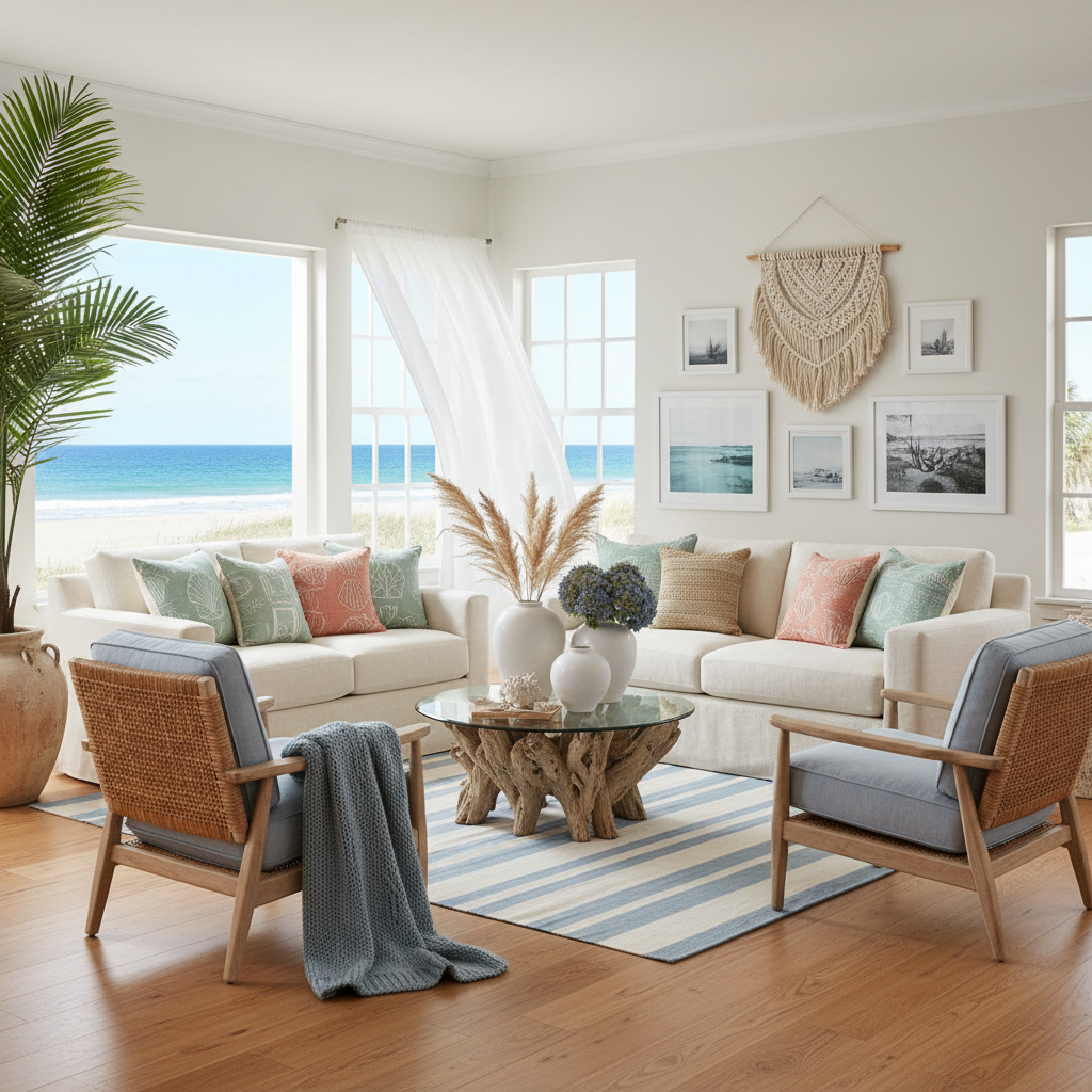 Placeholder image of coastal-inspired textiles and furniture.