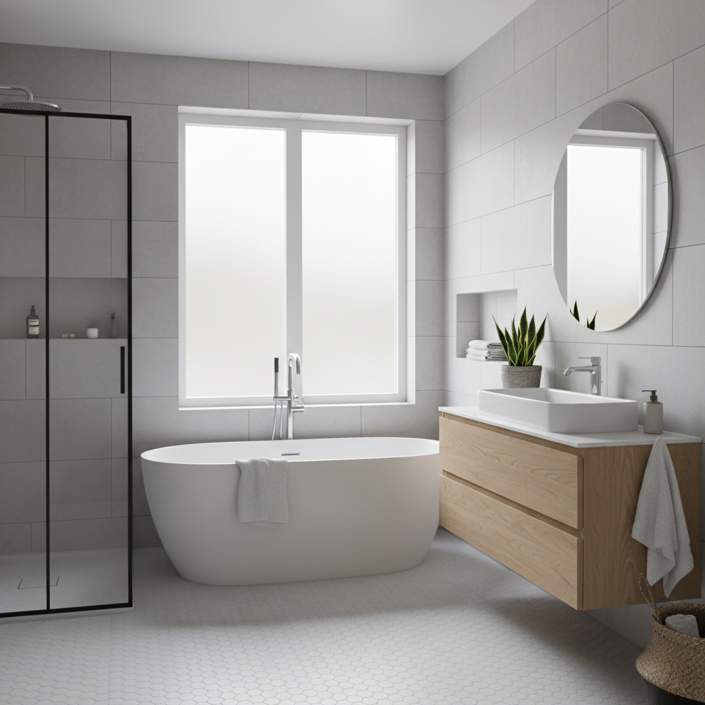 Beautiful Scandinavian bathroom design showcasing minimalism and functionality.