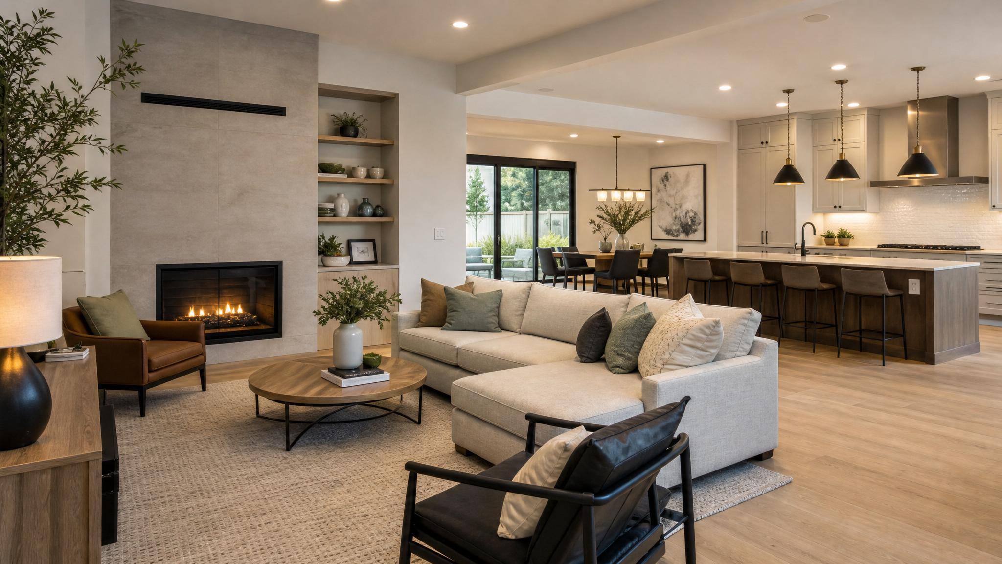 Image of a well-designed contemporary open-plan living room