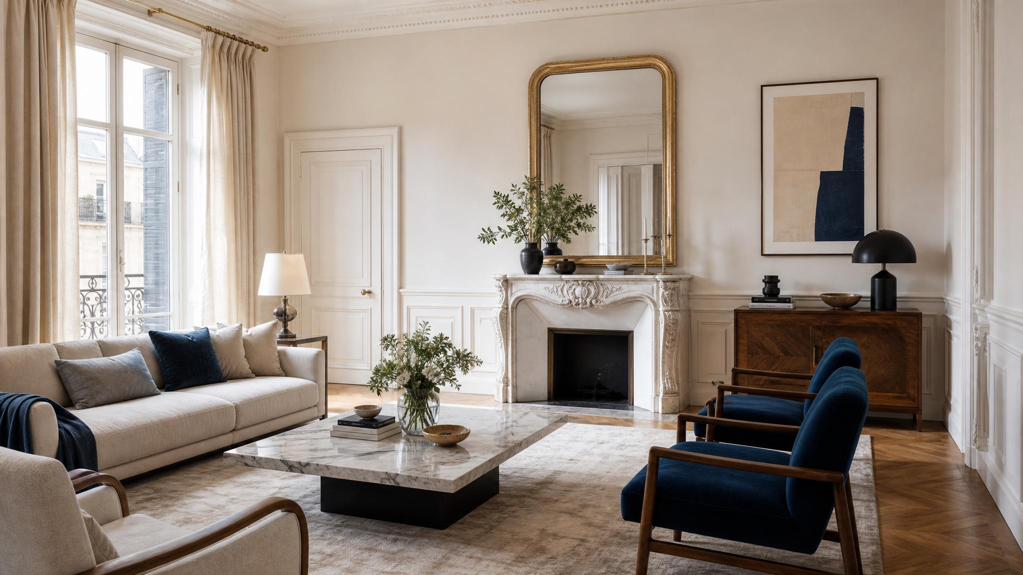 Color palette inspiration for Parisian living room